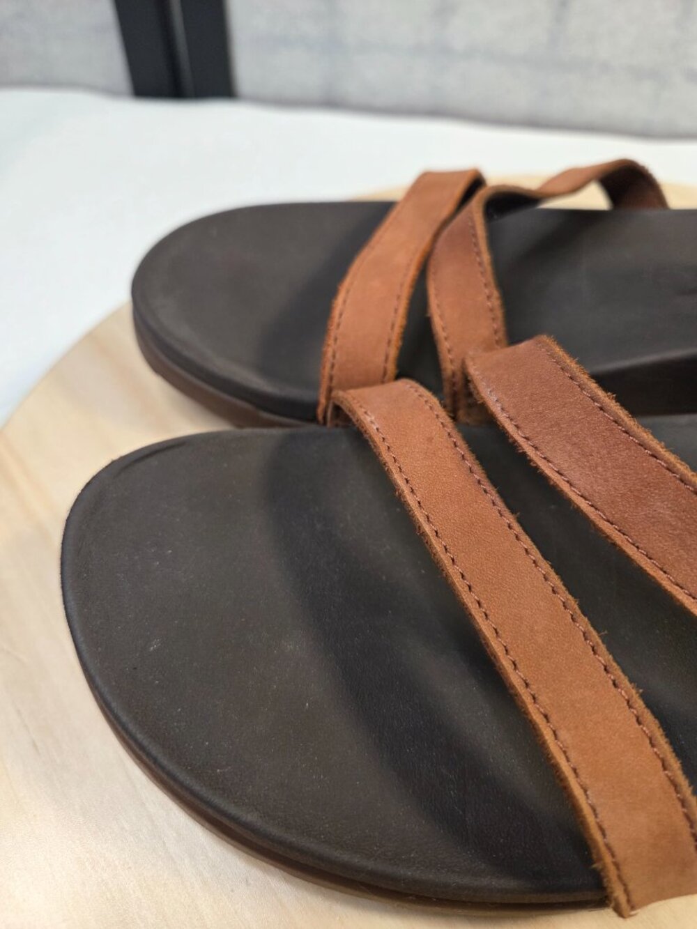 Chaco Nutshell Brown Lowdown Leather Strappy High Sporty Sandals Women US 11 - Picture 5 of 14